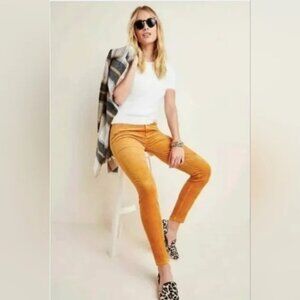 PAIGE Hoxton Ankle Corduroy Skinny Marigold Size 26 Anthropologie Exclusive